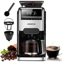 Aigostar Kaffeemaschine mit Mahlwerk, 7 Mahlgrade, 3 Aroma-Stufen, Schwarz – 1.5