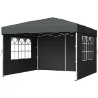 Songmics Faltzelt 3 x 3 m, mit Seitenwänden, stabil, tragbar, Pavillon für Garten, Hof, Markt, Sonnenschutz, grau