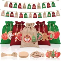Dripio Adventskalenderbeutel 24 Stück 18x13 cm zum Befüllen DIY