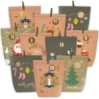 Merkloos Adventskalender zum Befüllen – 24 Papiertüten – Kraftpapier – Mit Aufklebern von 1 bis 24
