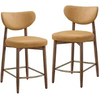 Vasagle Barhocker 2er Set, mit Rückenlehne, Massivholzbeine, in Kunstleder