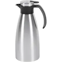 EMSA Soft Grip Isolierkanne, 1,5 Liter, Edelstahl, 12 Stunden heiß + 24 Stunden kalt, Auslaufsicher, Rutschfester Griff, Farbe Schwarz, 514499
