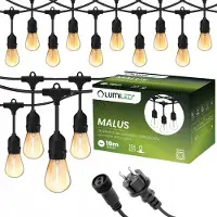 LUMILED Lichterkette Außen 10M mit 10 E27 1,3W LED Lampe ST45 Warmweiß 2200K 230V Garten Deko Terrasse verlängerbar IP44 Spritzwasserdicht Wetterfest