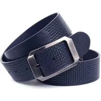 Anthoni Crown Ledergürtel , Herren, Gr. 115, blau (dunkelblau), Leder, Flechtoptik, Gürtel Ledergürtel, Pflanzlich gegerbter Vollrindledergürtel mit Flecht-Prägung