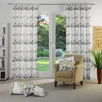 Wirth Vorhang "Berlare", grau (hellgrau), B:132cm H:355cm, Jacquard, Baumwolle, Polyester, Gardinen, Vorhang