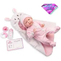 JC Toys Die Newborn Puppe für Neugeborene, 38 cm, aus weichem Vinyl, mit Strampl