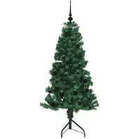 vidaXL Eckiger künstlicher Weihnachtsbaum Grün 150 cm PVC und Metall