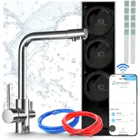 ARI Küchenarmatur Mit Wasserfiltersystem 800Gpd Smart, Wifi, Umkehrosmose, Verchromtes Messing, Keramikkartusche, Perlator, Zweigriffarmatur, Chrom