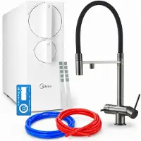 ARI Umkehrosmose Wasserfiltersystem Highflex 800 Gpd, Zweigriff Küchenarmatur, Keramikkartusche, 360 Grad Schwenkbar, Perlator, Graphit Anthrazit, Messing