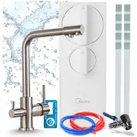 ARI Küchenarmatur Mit Umkehrosmose-Wasserfiltersystem Ro5 400 Gpd Zweigriffarmatur Keramikkartusche Perlator Messing Inox Für Untertischmontage