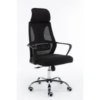 Top E Shop Topeshop FOTEL NIGEL CZERŃ, Gepolsterter Sitz, Netz-Rückenlehne, Schwarz, Schwarz, Stoff, Nylon