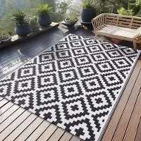 OEM Campingmat - Terrastoffmat - Außenleben - Umkehrbarer Design - 120 x 180 cm - Schwarz Weiß