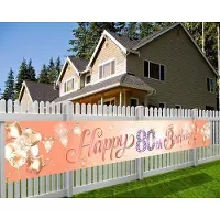 OEM Roségolden Geburtstagsbanner - Hintergrunddekoration - Garten/Mauer Dekoration - 80. Geburtstag - 9x1,2 Fuß - Partydekoration