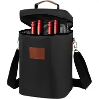OEM Bierträger für 4 Flaschen - Gepolsterte Handgriffe und verstellbarer Schultergurt - für Picknick, Camping, Feiern - Schwarz