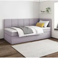 EURO-MEBLE Boxspringbett POLA 100x200 cm, T25 Topper, Kinderbett, Jugendbett, Einzelbetten, Bett, Stauraum Polsterbett, Matratze H3, RECHTS (Rosa - Itaka 38)