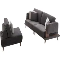 AEA Graue Couchgarnitur Stilvoller 3-Sitzer r Stoffsessel 2tlg