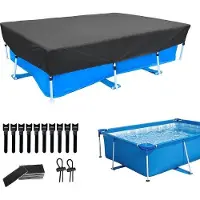 OEM Schwimmbadabdeckung - Wasser- und staubdichter rechteckiger Abdeckmantel - für obere und begehbare Schwimmbäder - geeignet für Außen- und Garten - Maß 225x150x30 cm