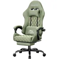 StarTech.com Massage Gaming Stuhl - ergonomischer Büro Computerstuhl - höhenverstellbar - gepolsterter Stoffsitz mit Kopfstütze - olivgrün