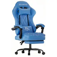 StarTech.com Ergonomischer Gaming Stuhl - Bürostuhl mit Massage Lendenstütze - 90–135° verstellbare Rückenlehne - Ausziehbare Fußstütze - Breiter Sitz - Kunstleder Blau