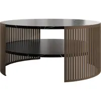 Mirjan 24 Couchtisch Fikoli Braun, Wohnzimmer Kaffeetisch, Beine und Seiten aus Stahl (Farbe: Braun / Black Pietra Grigia)