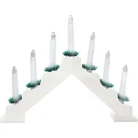 Mat Weihnachtskerzenhalter aus Holz, elektrische 7 Kerzen, Farbe weiß, Pyramide