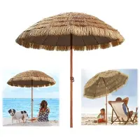 Sonstiges Rund Sonnenschirm Hawaii Strohimitat UV-Schutz Ø180cm mit Kippfunktion für Balkon & Terrasse