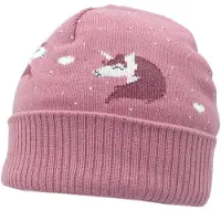 Maximo - Girl's Mütze mit Umschlag Einhorn - Mütze Gr 53-55 cm rosa