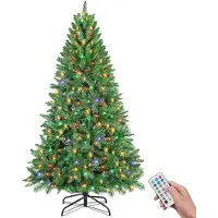 Nikcorp Künstlicher Weihnachtsbaum mit 300 bunten LED-Lichtern 180 cm Grün