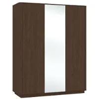 3Xeliving Kleiderschrank 3-türig mit Spiegel und 2 Schubladen, Eiche Nussbaum, 165,8 x 56,5 x 205,5 cm