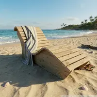 TUGA-Holztech Holzliege Waldsofa Wellenliege Relaxliege "Sigi" Gartenliege Massivholz Lärche abgeschrägt 70cm Himmelsliege