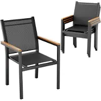 StarTech.com Gartenstühle - 4er-Set stapelbare Essstühle - Aluminiumrahmen - Textilene Sitz/Lehne - Mit Armlehnen - Für Terrasse/Balkon - Schwarz