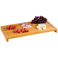 Kesper Schneide- und Abdeckplatte "Servierbrett", beige (natur), B:28cm H:4,3cm L:54cm, Bambus, Herdabdeckplatten, Schneide- und Abdeckplatte, vier rutschfeste Elastikfüße
