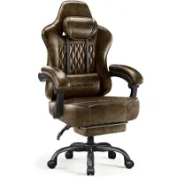 StarTech.com Bürostuhl Gaming Stuhl - Ergonomische hohe Rückenlehne - Höhenverstellbar - 360° drehbar - Armlehnen - Rollen - Kunstleder - Vintage-Braun