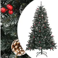 The Living Store Künstlicher Weihnachtsbaum mit Ständer Grün 120 cm PVC