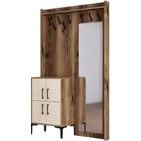 Skye Decor , Berlin BC - Walnut, Cream, Hallenstand, Nussbaum, 100 % MELAMINBESCHICHTETE SPANPLATTEN, 120 x 35 x 200 cm