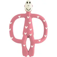 Matchstick Monkey Teething Toy and Gel Applicator Beißring mit 2 in 1 Bürste Hearts Pink 1 St.