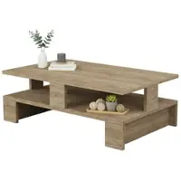 Dmora Wohnzimmertisch Dlettier, Niedriger Wohnzimmertisch, Kaffeeregal, Couchtisch für Sofa, 80x50h28 cm, Eiche