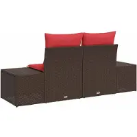 vidaXL Garten-Sofa mit Kissen 184 x 62 x 69 cm Poly-Rattan
