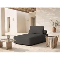 WFL GROUP Garten-Récamiere Lorento – 251x73x92 cm Dunkelgrau Kunstleder – Einsitzer – Freistehend – Pflegeleicht – für die Überdachte Terrasse – Hergestellt in Polen