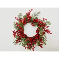 Merkloos Omgoods – Kranz aus Kunststoff mit grünen Blättern und Beeren, 55 cm