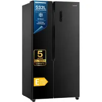 Heinner HSBS-HM532NFGBKE++, Freistehend, Amerikanische Tür, Schwarz, 2 Tür(en), Berührung, LED