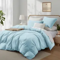 Gezu Bettwäsche-Set 135x200cm Baumwolle Blau Hellblau 4-teilig mit 2 Kissenbezügen 80x80cm