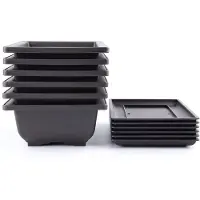Merkloos Solidchoice – Set aus 6 Bonsai-Töpfen mit tiefem Untersetzer und Gitter