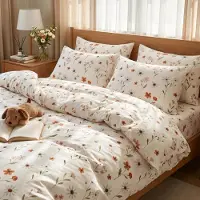 Sonstiges Bettwäsche-Set 2-teilig 135x200cm Weiß Orange Rosa Hellblau Blumen Mikrofaser