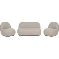 Beliani 4-Sitzer Sofa Set Beige Stoff mit 2 Sesseln Geschwungene Form Minimalistischer Stil Modernes Design Couch Designersofa Wohnzimmermöbel