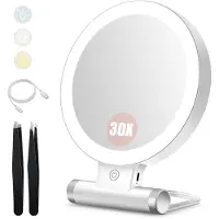 Merkloos Solidchoice – Vergrößernder, beidseitiger Schminkspiegel für Make-up und Kosmetik – Weiß, 30x