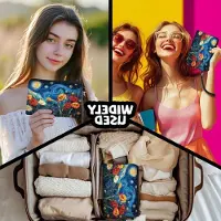 Markenlos Set von 2 großen Münztaschen für Frauen, mit Libelle und Wisteria, nachhaltige Handtasche, Reißverschluss-Make-up-Tasche, farbenfrohe Accessoires
