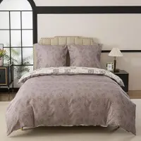 Sonstiges Bettwäsche-Set 240x220 cm 3-teilig Kariert Blatt Wendebettwäsche mit Reißverschluss Polyester Mikrofaser