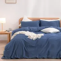 Gezu Bettwäsche Set Baumwolle 200x220cm Dunkelgrün Grau 3-teilig mit Reißverschluss