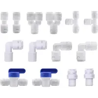 Dripio 14-tlg. Wasserfilter-Anschlussset, 3/8 Zoll, Y/T/I/L-Typ + Absperrventil, weiß